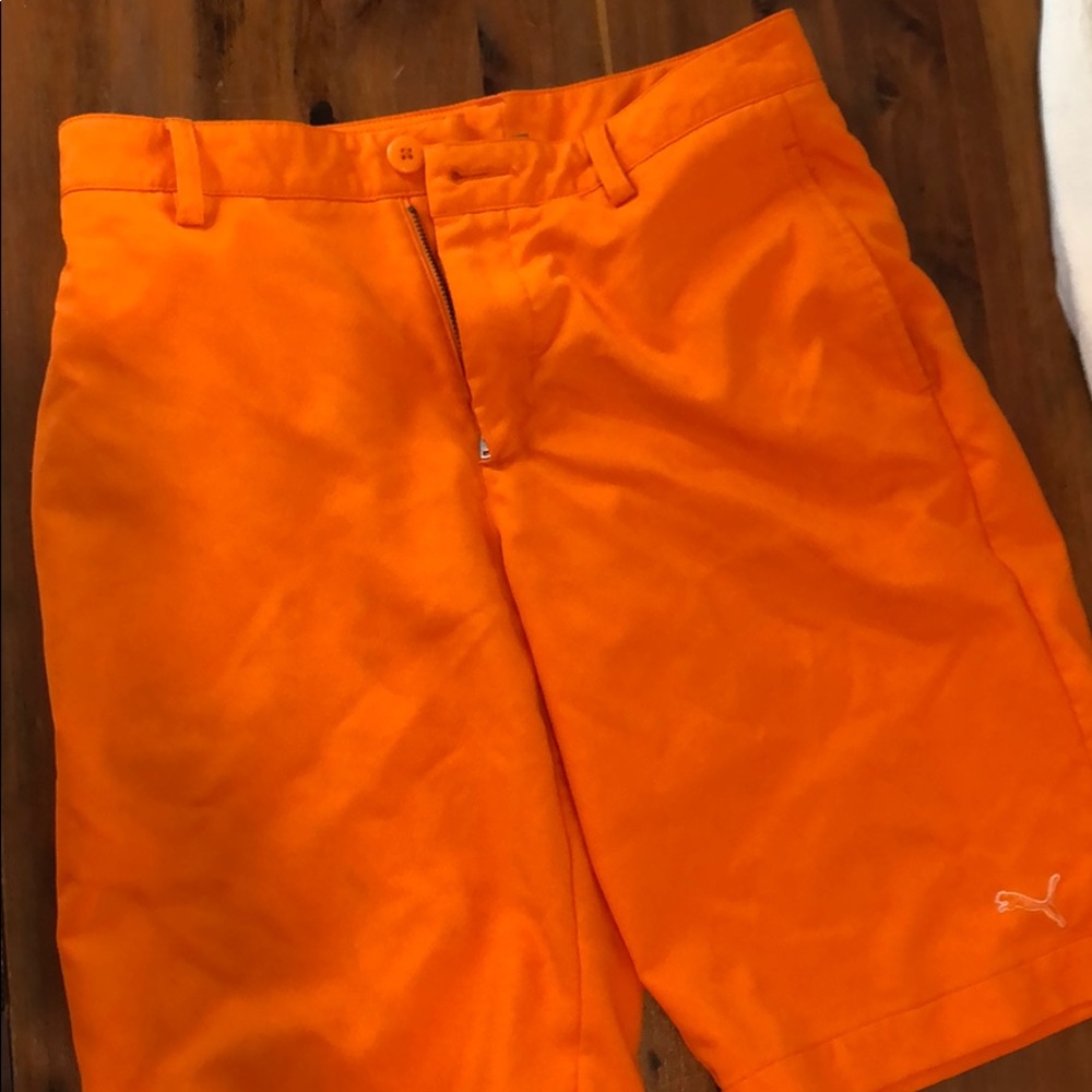 Neon Orange Puma shorts US L
